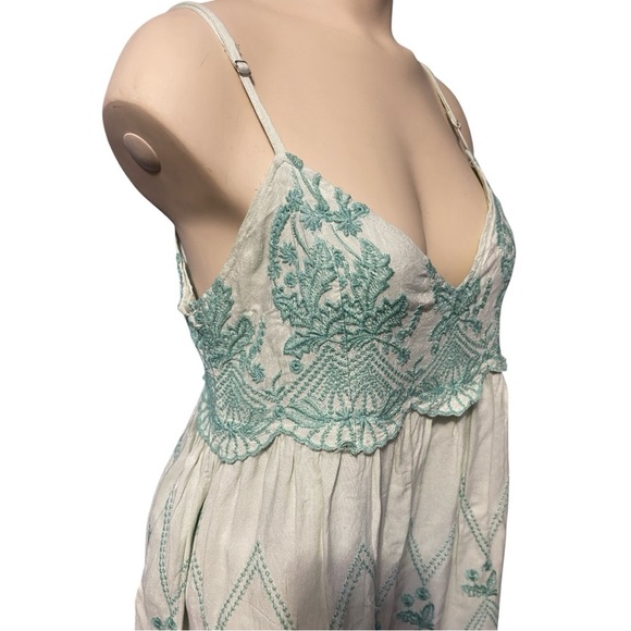 Urban Outfitters Teal Embroidered Chemise - Picture 6 of 14